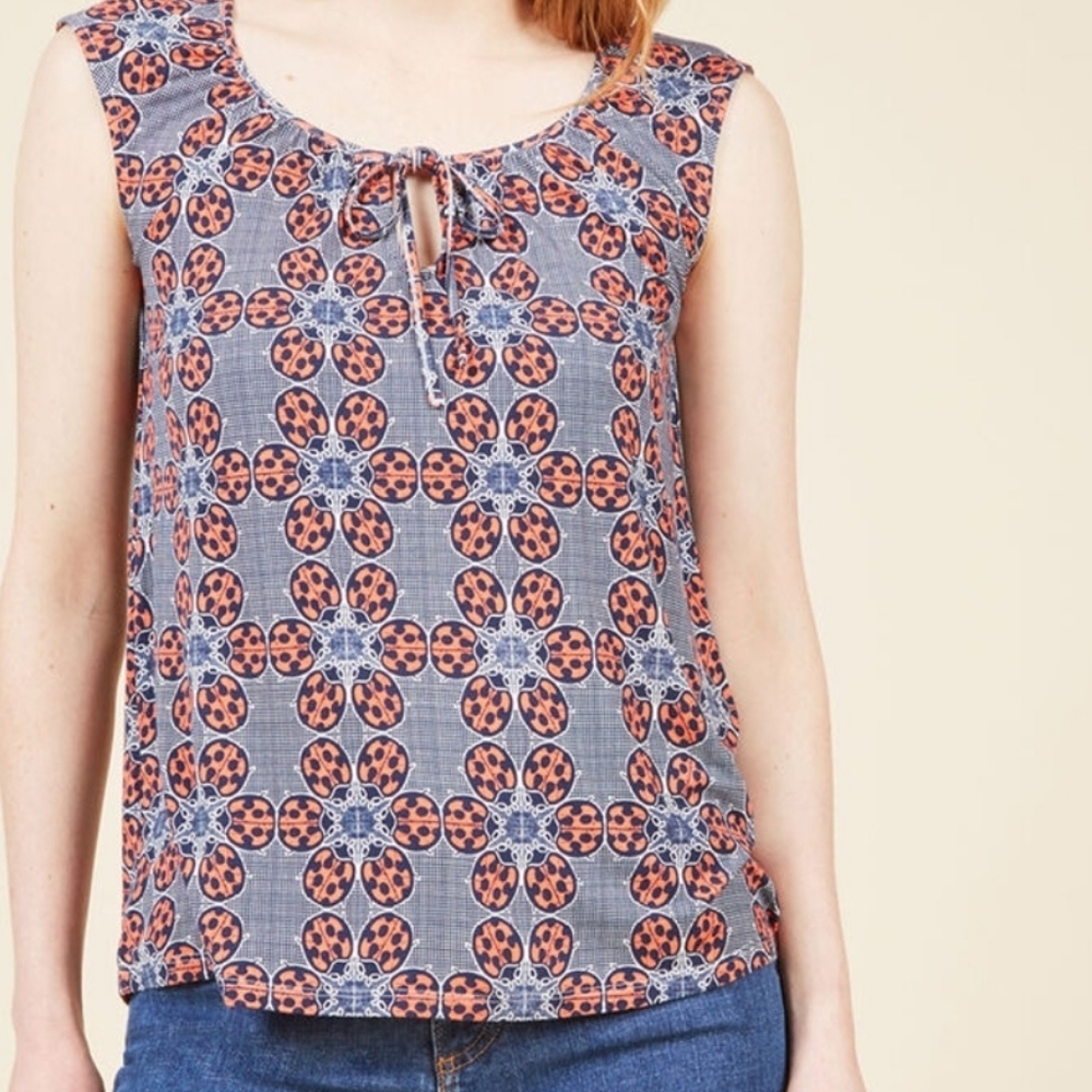 Modcloth ladybug sleeveless top